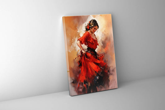 Wall Art 35 × 47 inches Fine Art Canvas. Tango in Red Dress Canvas Print