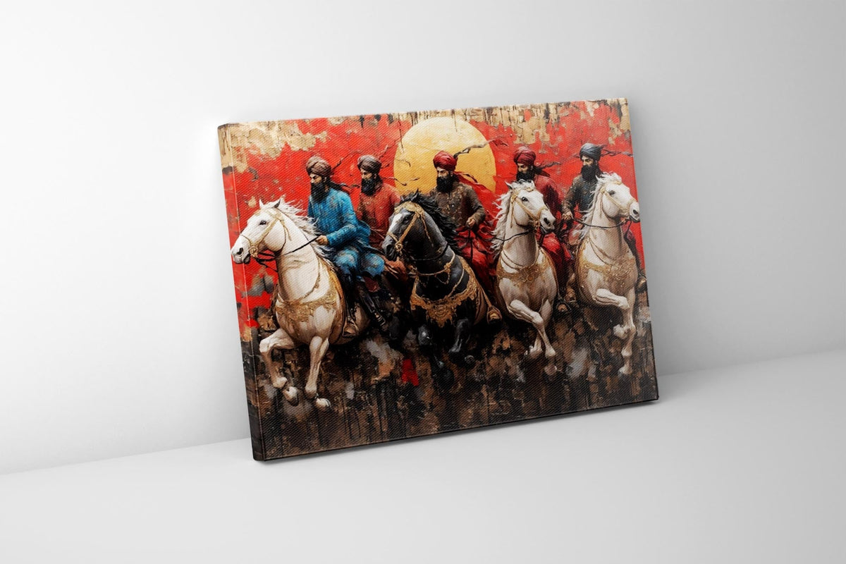 Sikh Warriors 47 × 35 inches Wall Art Canvas Print
