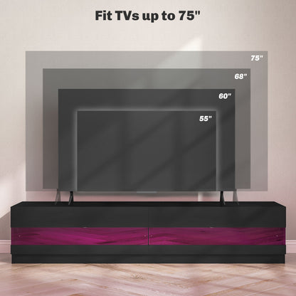 Meuble TV Hart lumineux pour téléviseurs jusqu'à 75" - Noir brillant