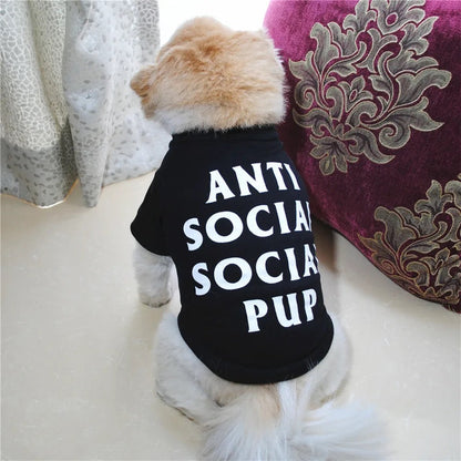 Anti Social Social Pup Tee | Graphic Dog T Shirt