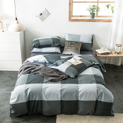 100% Cotton Geometric Bedding Set – Quilted Reactive Print Sheet & Duvet Cover Set