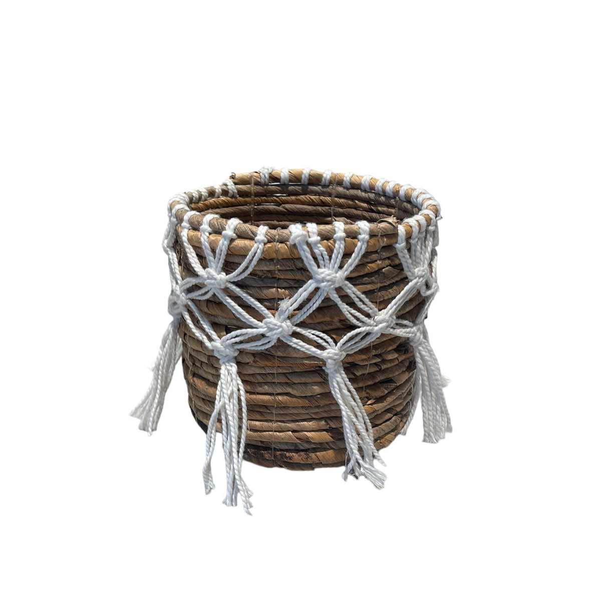 Banana Leaf & Macrame Tassel Planter Basket