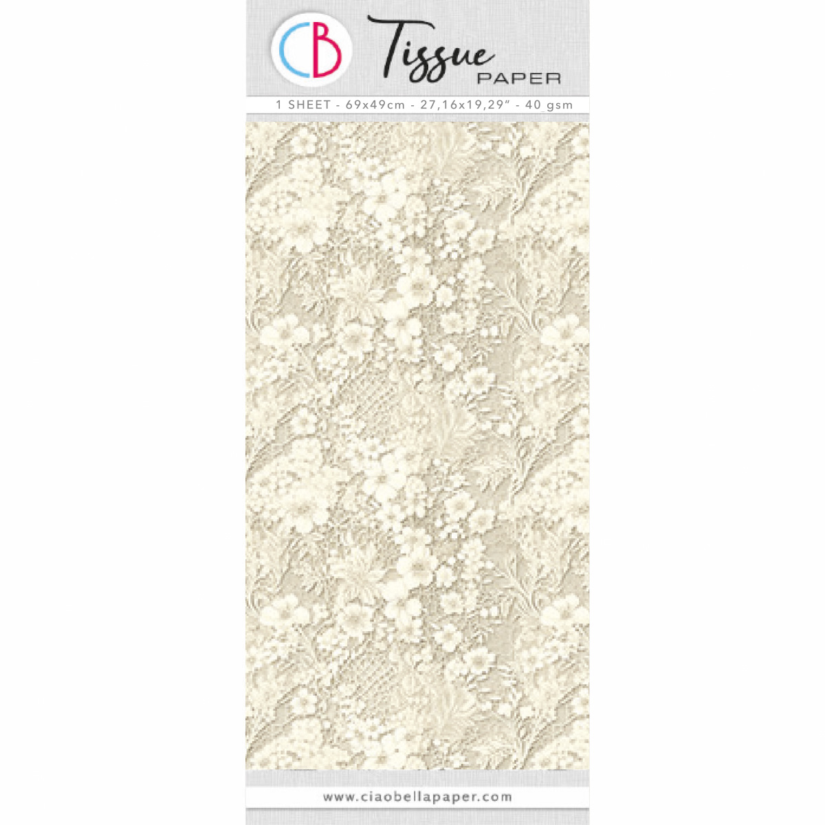 Papier de soie 69x49 cm 27,66"x19,29" Dentelle de lin antique