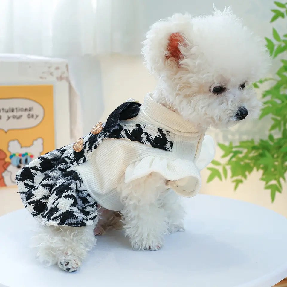 Robe pour chien Mademoiselle Tweed | Robe de mode pour animaux de compagnie