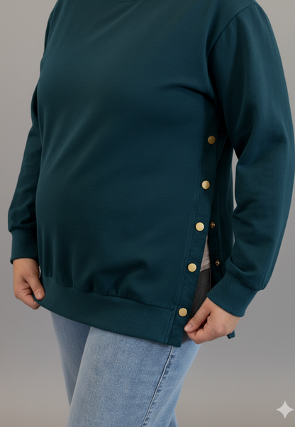 Sweat-shirt d'allaitement et de maternité Sienna - Boutons latéraux ajustables