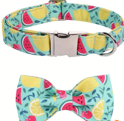 Collier pour chien avec nœud papillon motif pastèque | Collier imprimé pour chien