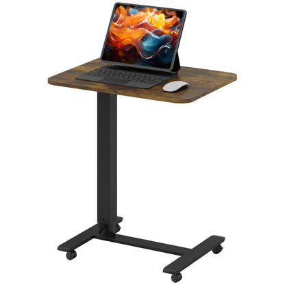 Bureau debout mobile pneumatique Emerson à hauteur réglable-Brun rustique