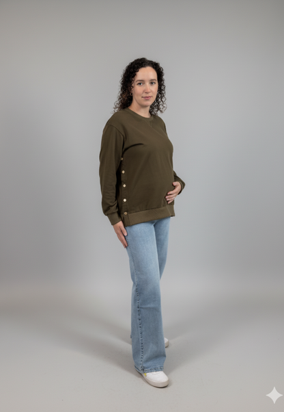 Sweat-shirt d'allaitement et de maternité Sienna - Boutons latéraux ajustables