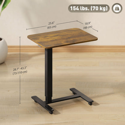 Bureau debout mobile pneumatique Emerson à hauteur réglable-Brun rustique
