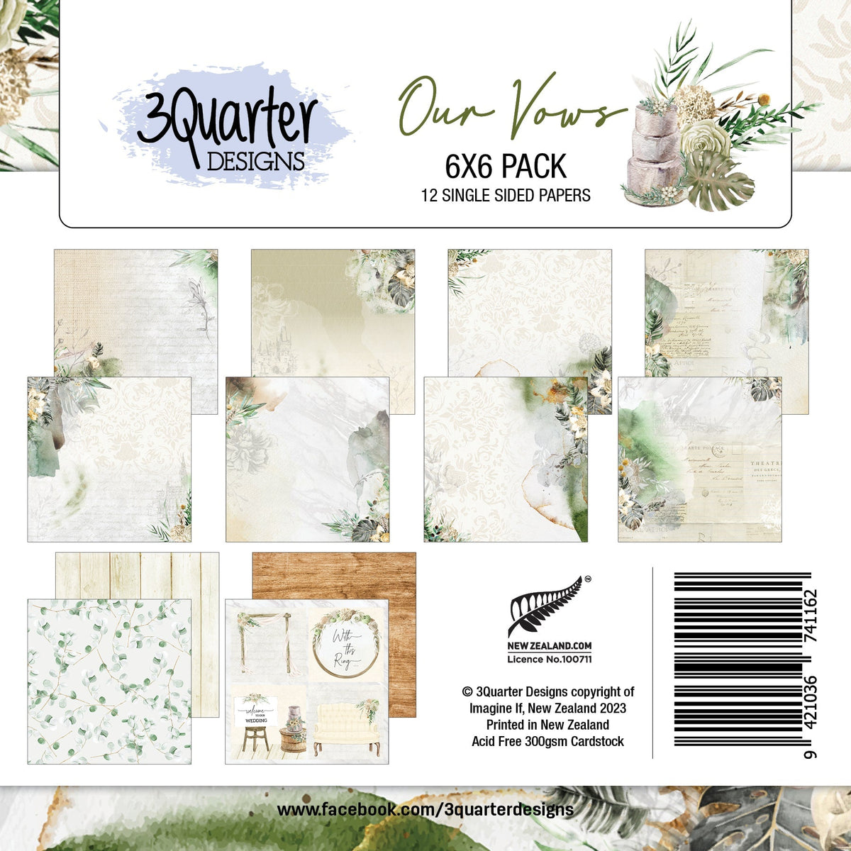 3Quarter Designs - Bloc de Papiers 15 X 15 cm - Our Vows