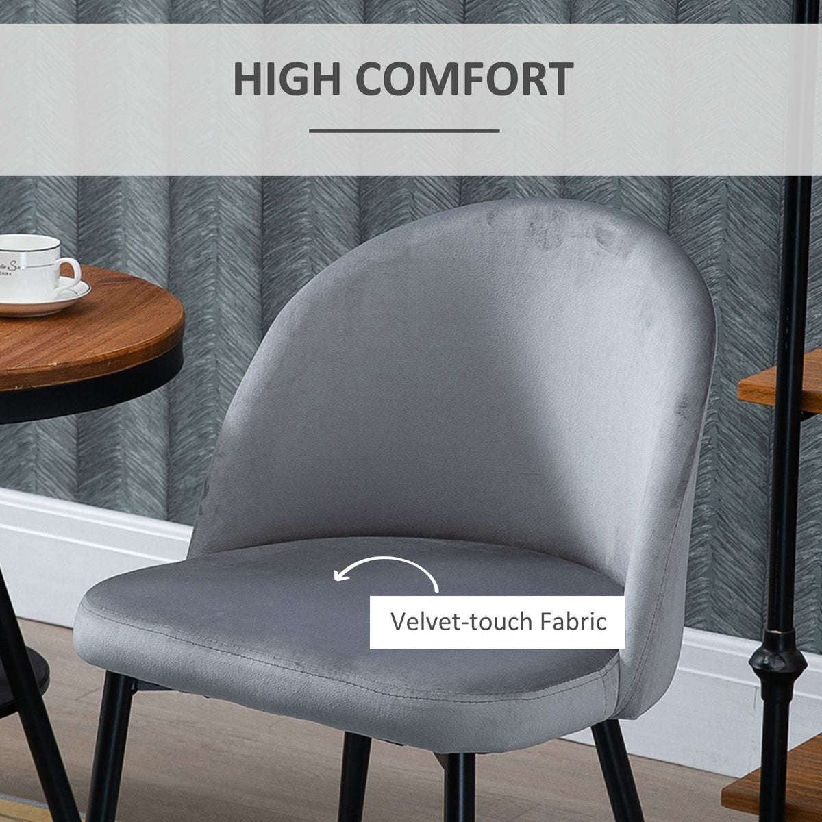 Lot de 2 chaises de salle à manger mi-dossier en velours Dylan – Gris