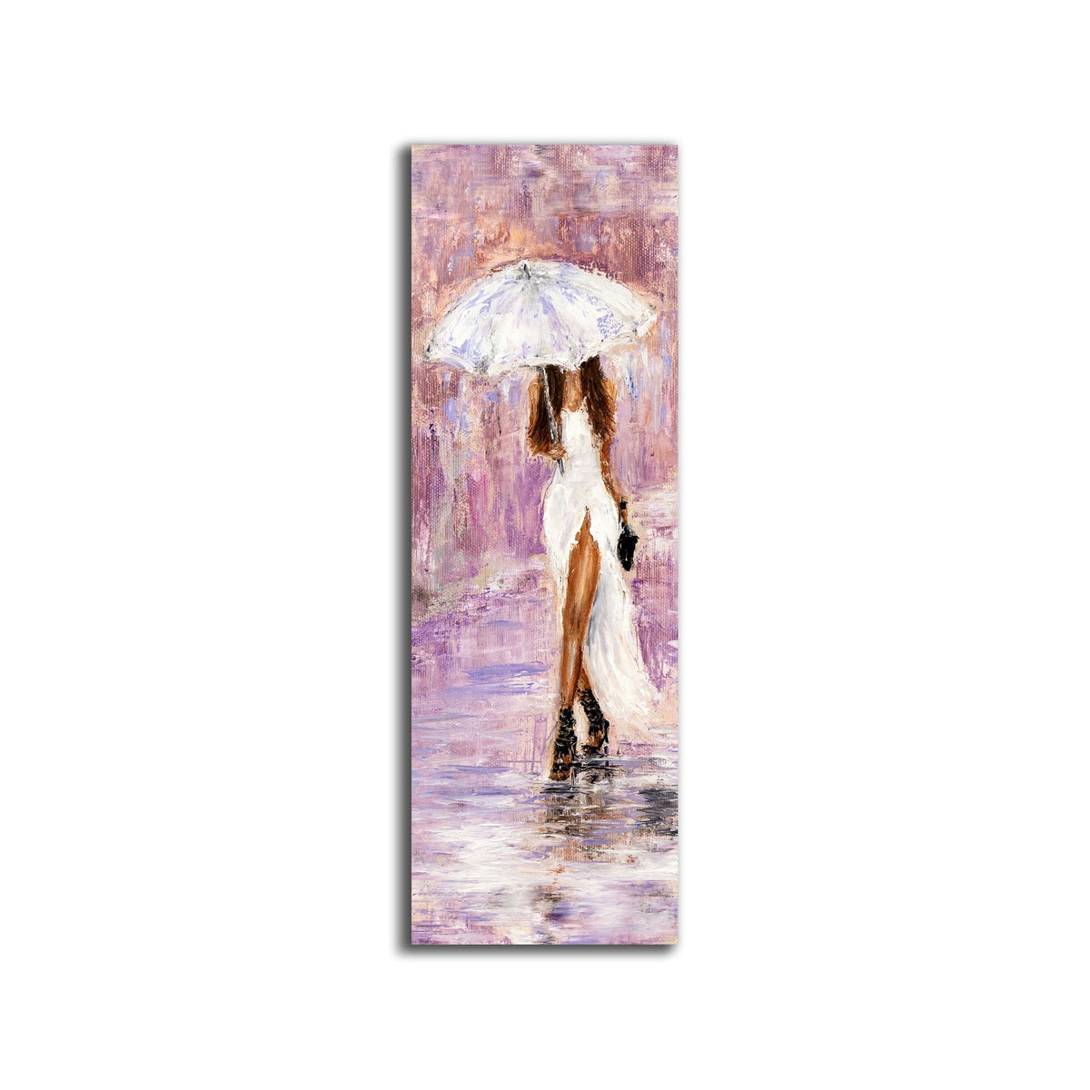 Tableau mural sur toile - Femme au parapluie en rose
