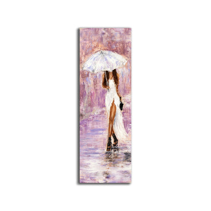Tableau mural sur toile - Femme au parapluie en rose