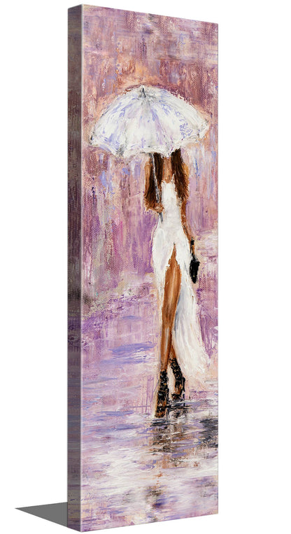 Tableau mural sur toile - Femme au parapluie en rose