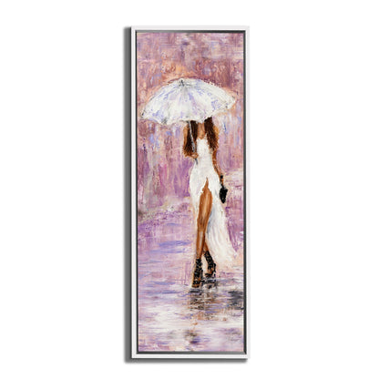 Tableau mural sur toile - Femme au parapluie en rose