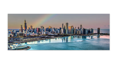 Chicago Bay at Night | City Skyline Canvas Wall Art