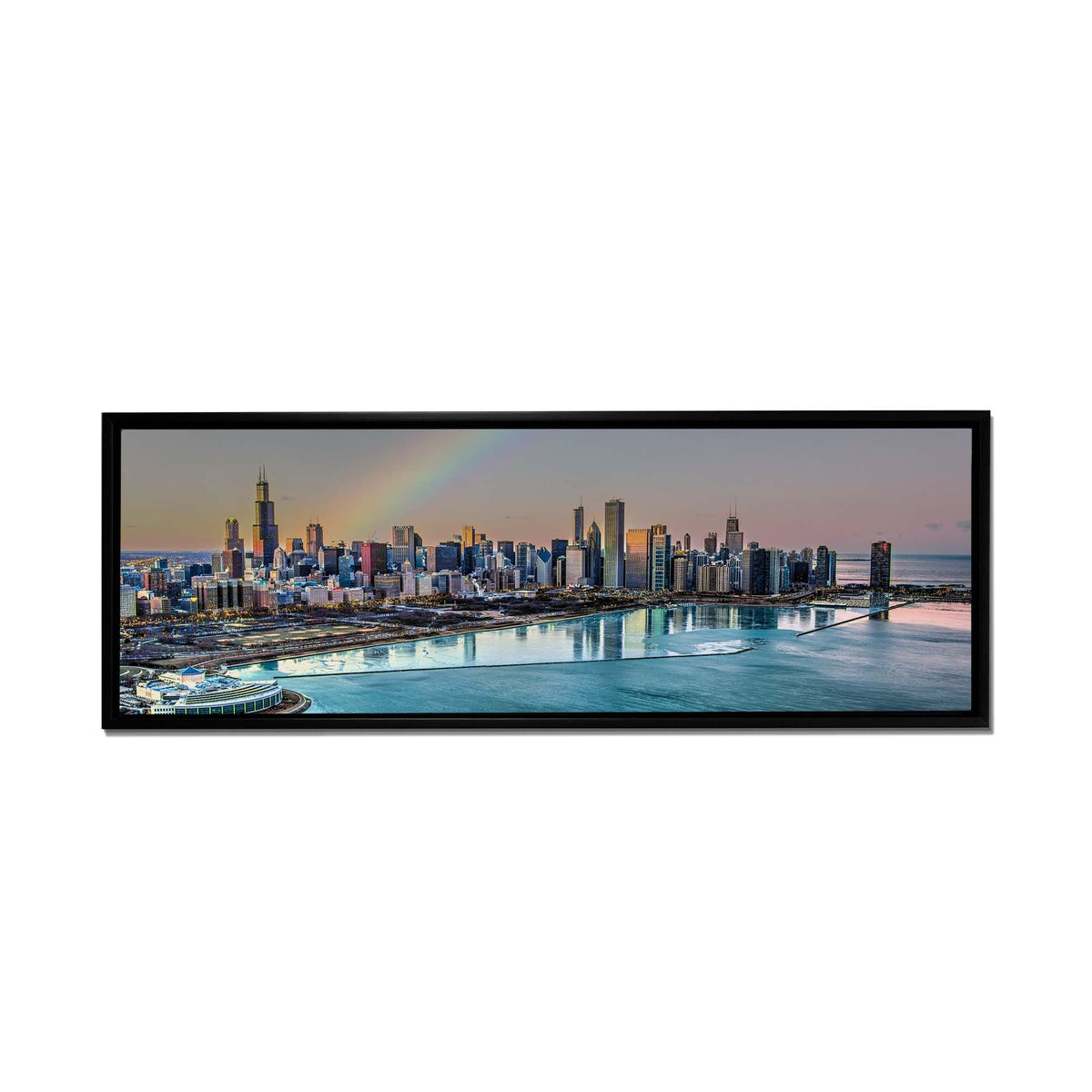 Chicago Bay at Night | City Skyline Canvas Wall Art