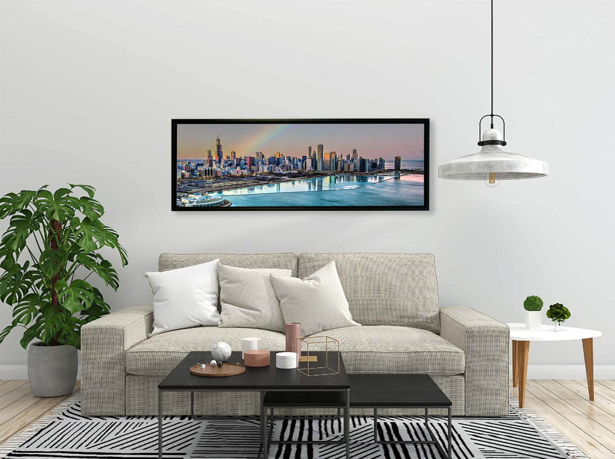 Chicago Bay at Night | City Skyline Canvas Wall Art