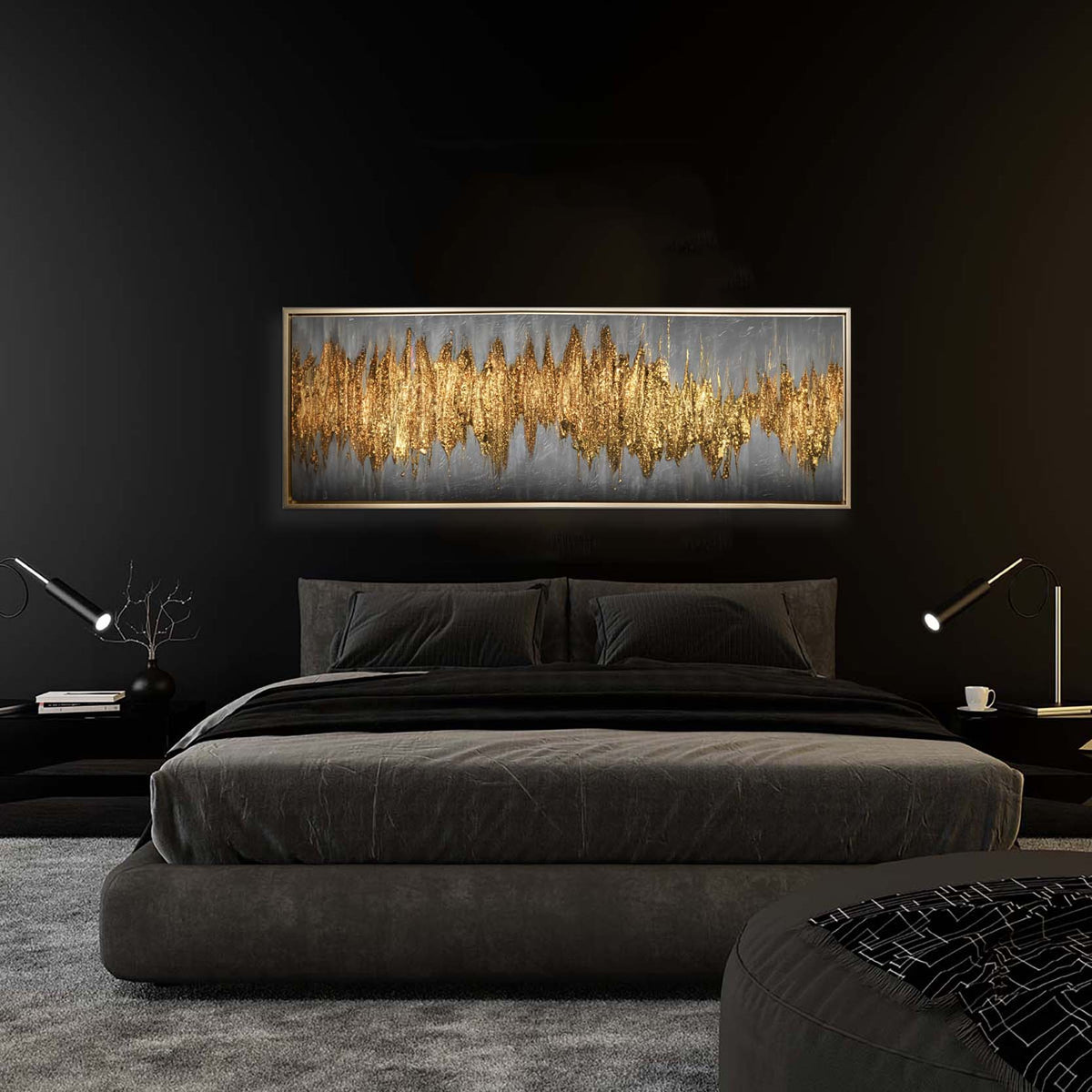 Large Gold Abstract Artwork-Canvas Wall art- Fine Art