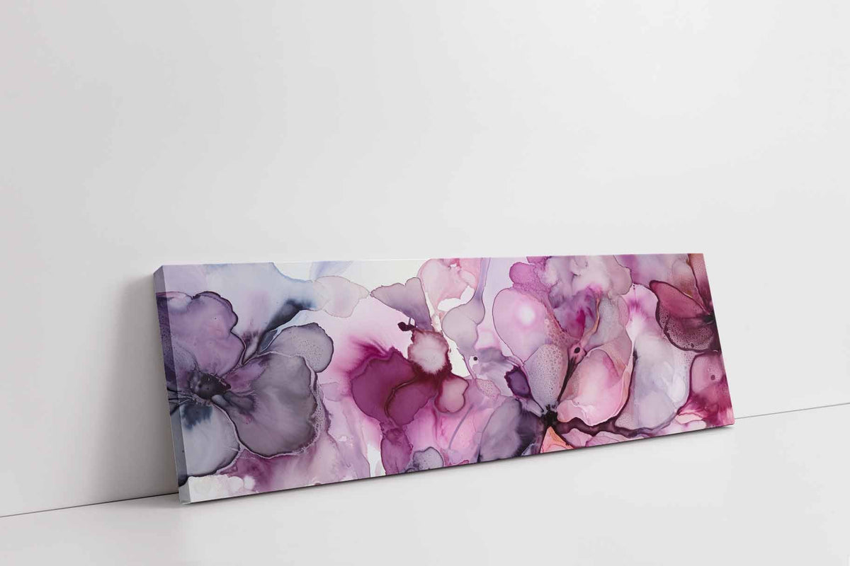 Watercolor Magenta Floral Canvas Wall Art | 72 × 24 inches