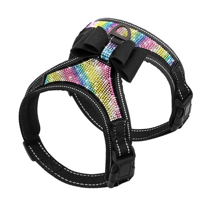 Harnais pour chien en strass avec nœud | Harnais pour chien