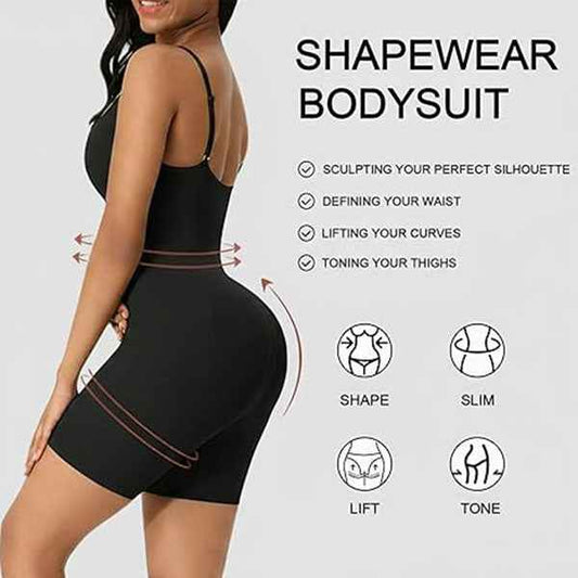 Everyday Snatched Waist Cami Shaper,Open Crotch Design,No-Roll Flat Leg Shapewear-Ultimate Tummy Control & Booty Lift Bodysuit For Women