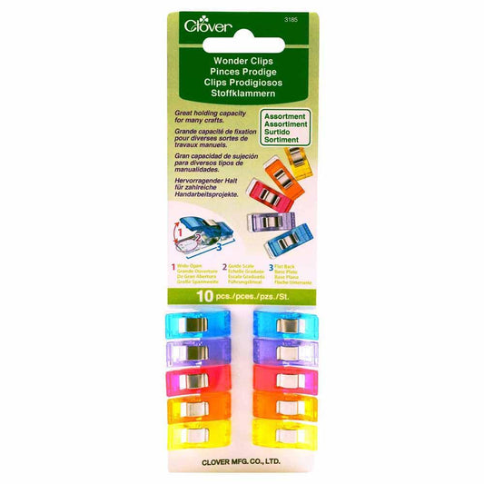 CLOVER 3185 - Wonder Clips - Couleurs Assorties - 10 pièces