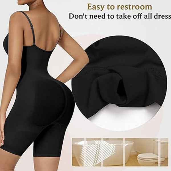 Everyday Snatched Waist Cami Shaper,Open Crotch Design,No-Roll Flat Leg Shapewear-Ultimate Tummy Control & Booty Lift Bodysuit For Women