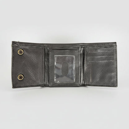 Men’s Black Leather Trifold Chain Wallet