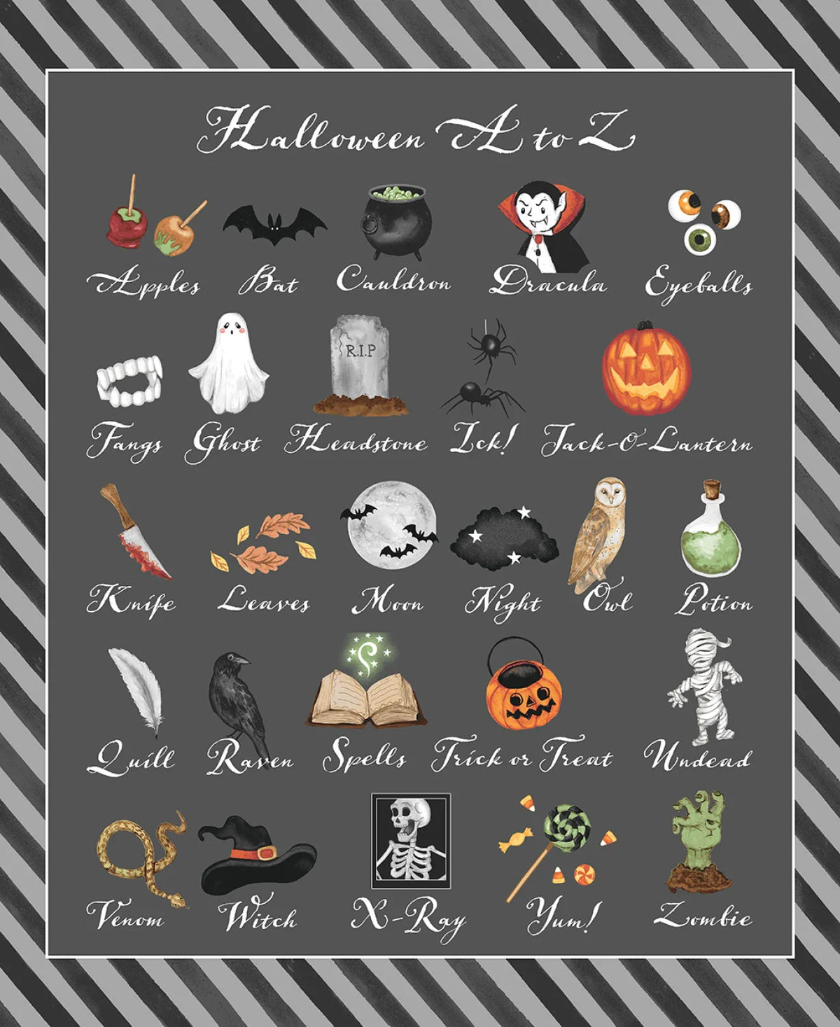 Beth Reed - Paranormal Parade -Gray Halloween Alphabet Panel - 8328PS-90