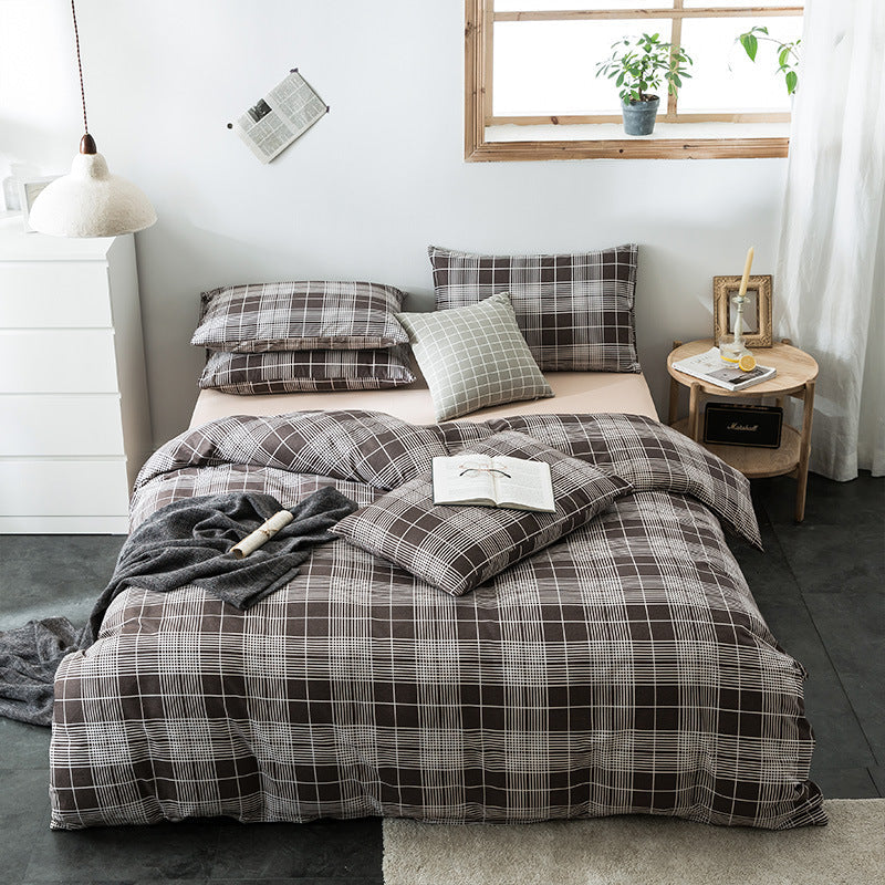 100% Cotton Geometric Bedding Set – Quilted Reactive Print Sheet & Duvet Cover Set