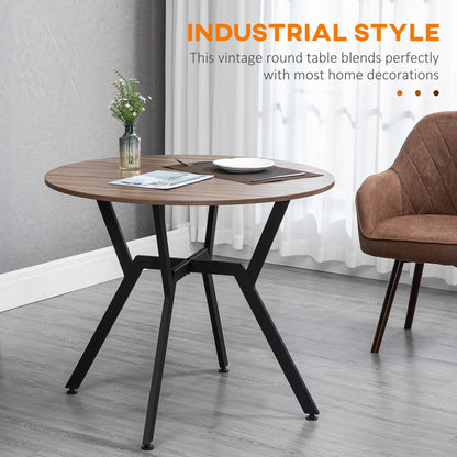 Ainsley 35" Round Dining Table with Steel Frame-Brown