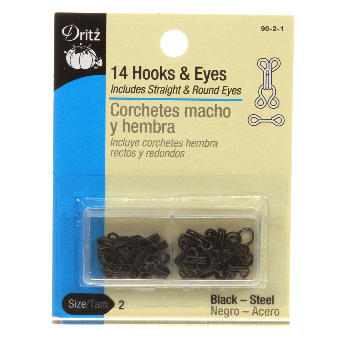 Dritz - Hooks - Hook & Eye  Black Size 2