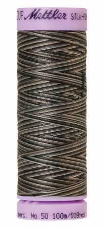 Fil de coton Mettler Silk-Finish 50wt, panaché, 109 yd/100 M, anthracite