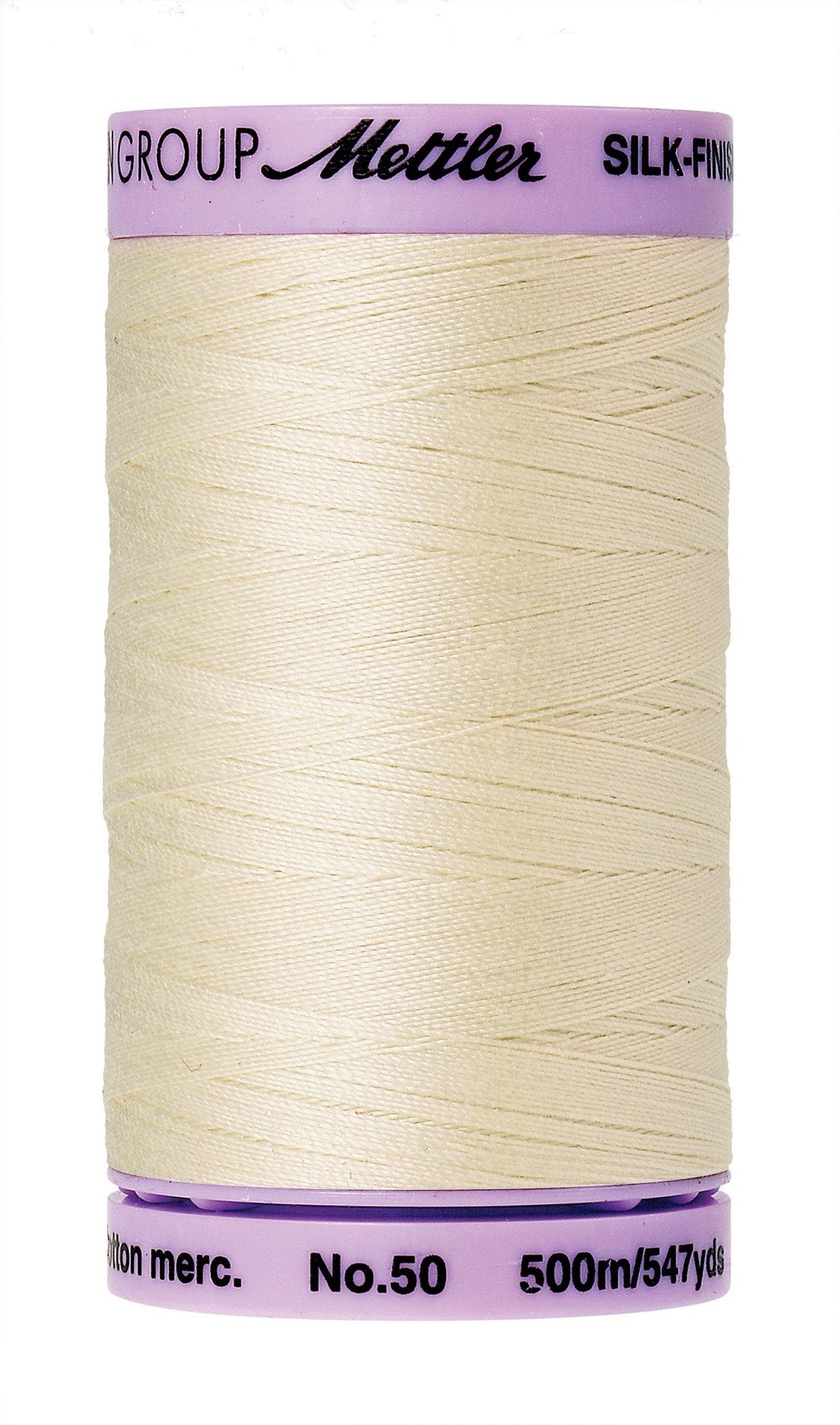 Fil de coton uni Mettler Silk-Finish 50wt, 500m, blanc antique