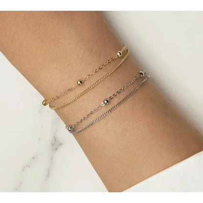 925 Sterling Silver Double Bead Chain Bracelet