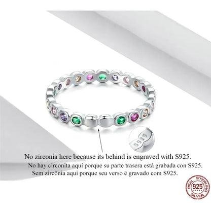 925 Sterling Silver Rainbow CZ Band Ring