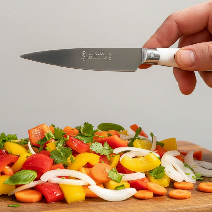 Kitchen Paring Knife with Full Tang Blade, Cream Handle