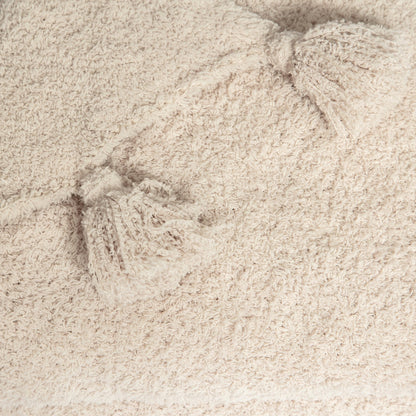 Blushing Beige Solid Double Layer with Tassels Print Extended Throw