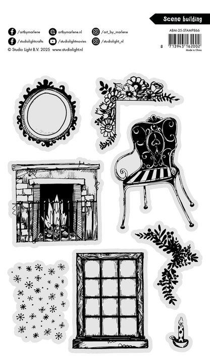 ABM Clear Stamp Scene Building Art By Marlene 8 Pieces