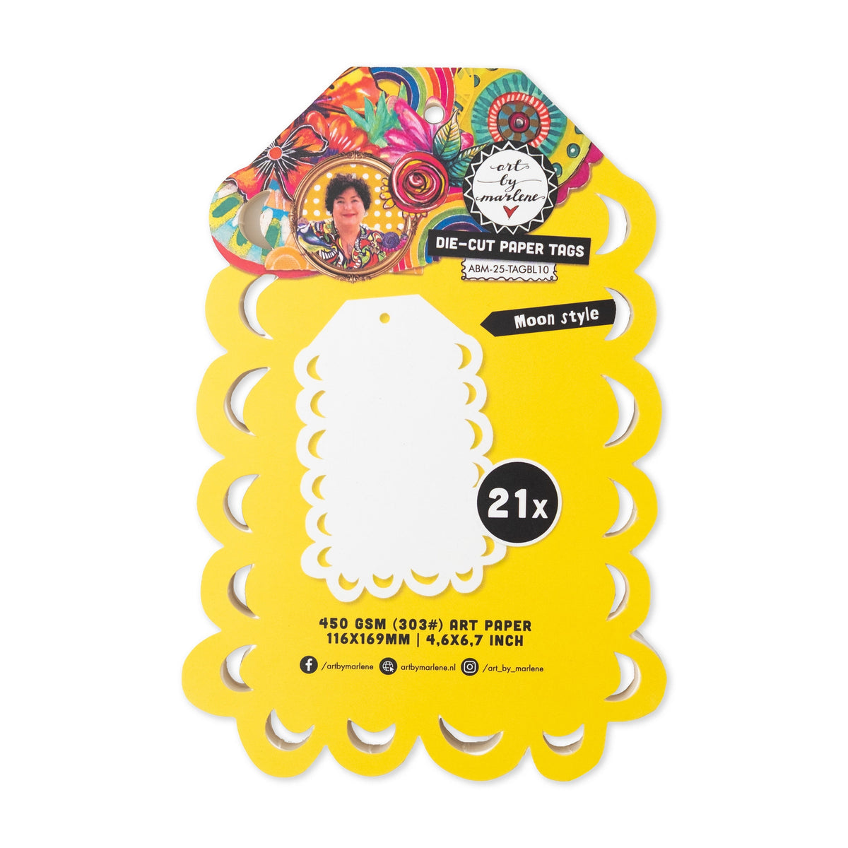 ABM Die-Cut Paper Tags Moon Style Art By Marlene 116x169x8mm 21 Tags