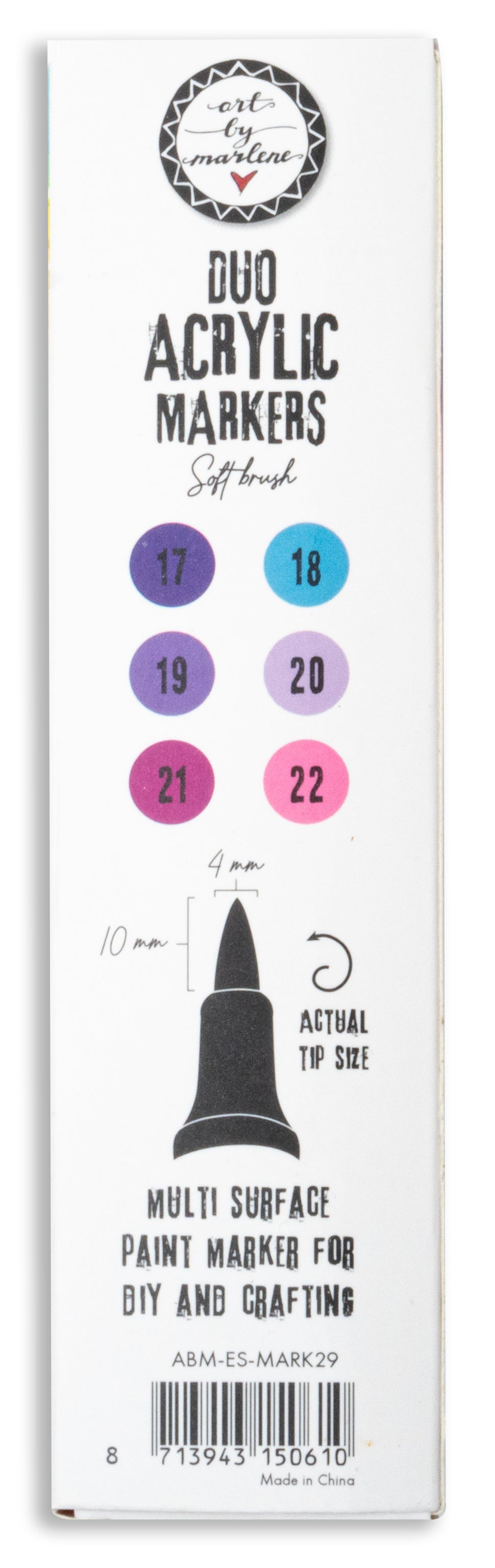 ABM Duo Marqueurs Acryliques Tons Violets Essentiels 3 Pièces