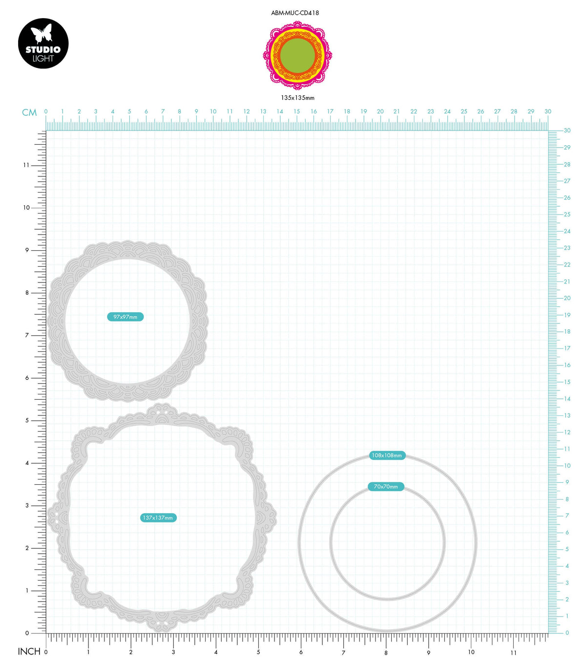 Matrices de découpe ABM Collection Cadre Déco Mélangé 137x137x1mm 4 pièces n°418