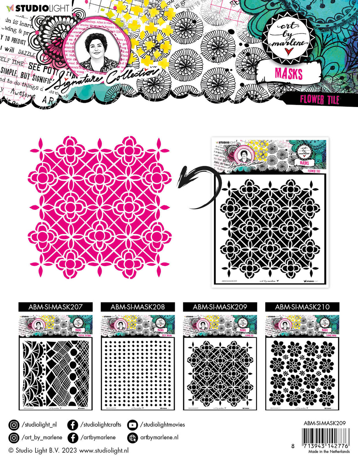 ABM Masque Carreau Floral Collection Signature 203,2x203,2x1mm 1 pièce n°209