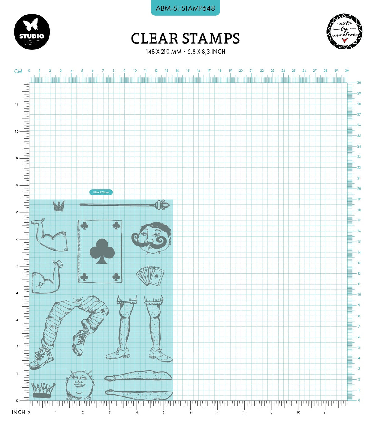 Collection de 14 tampons transparents ABM Carte à jouer Hommes