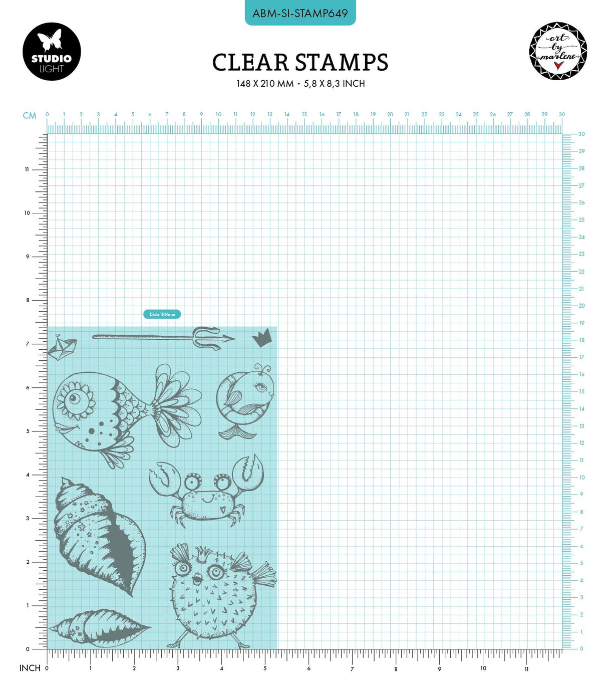 ABM Tampon transparent Fête sous-marine Collection Signature 9 pièces