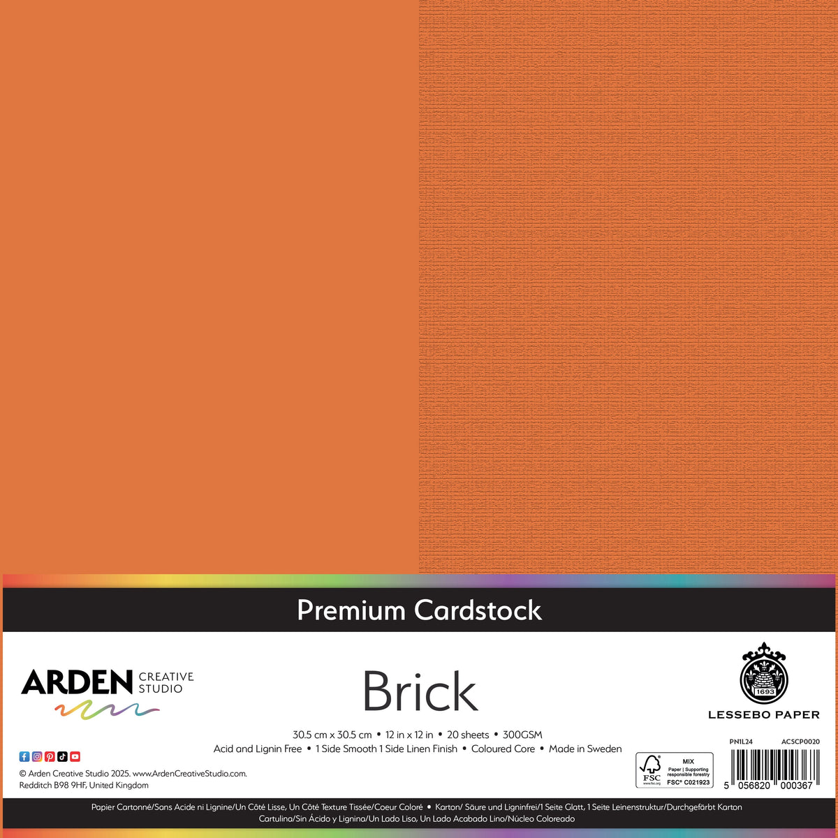 Arden Creative Studio Premium Cardstock 12in x 12in 300gsm 20 Pack