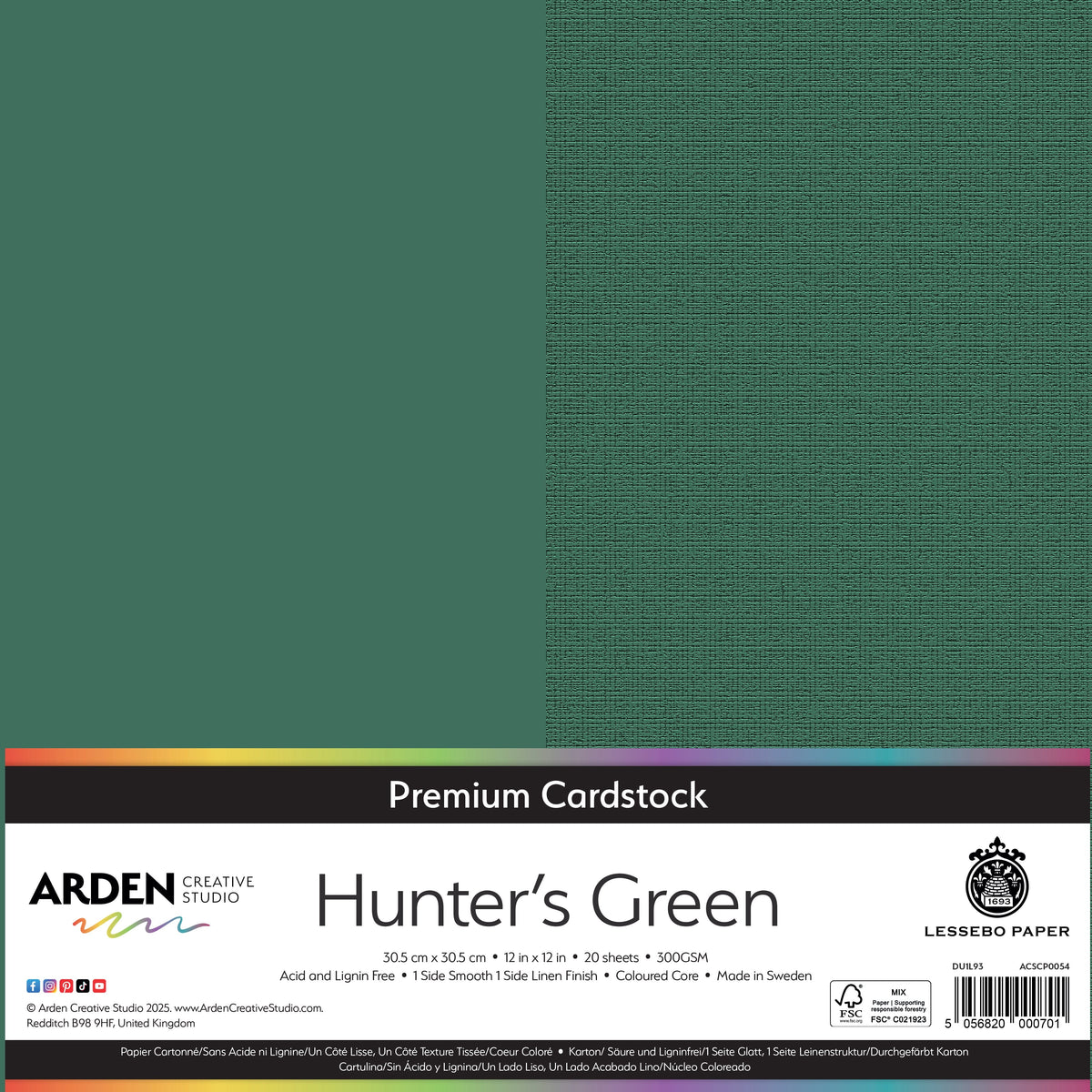 Arden Creative Studio Premium Cardstock 12in x 12in 300gsm 20 Pack