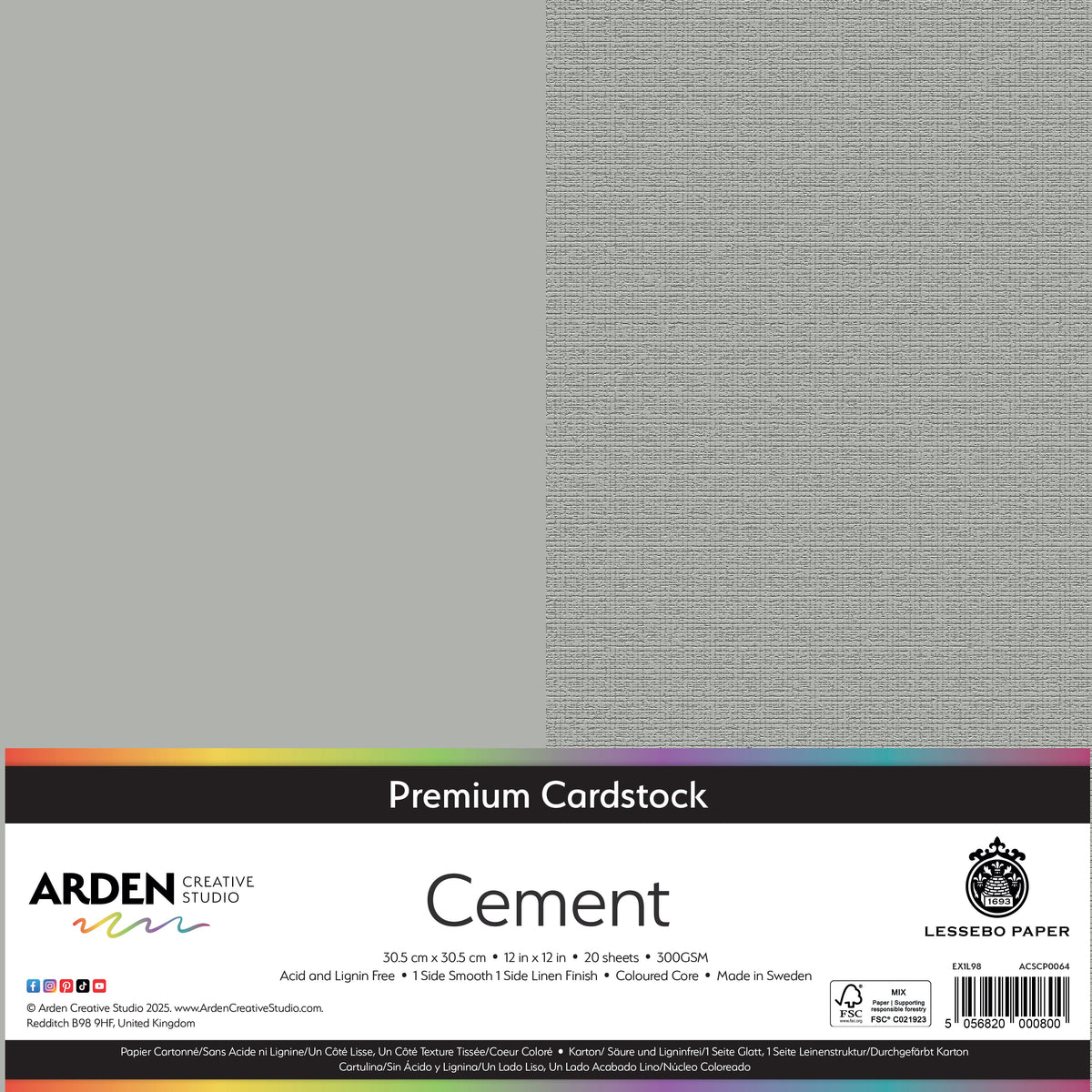 Arden Creative Studio Premium Cardstock 12in x 12in 300gsm 20 Pack