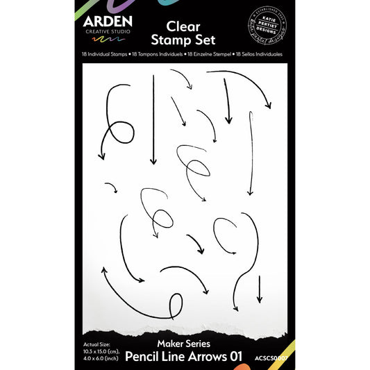 Arden Creative Studio Maker Series Pencil Line Arrows 01 4 in x 6 in Clear Stamp Set